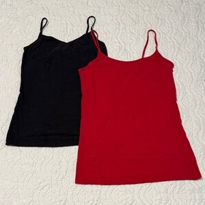 Women's Black and Red Camisole Tops